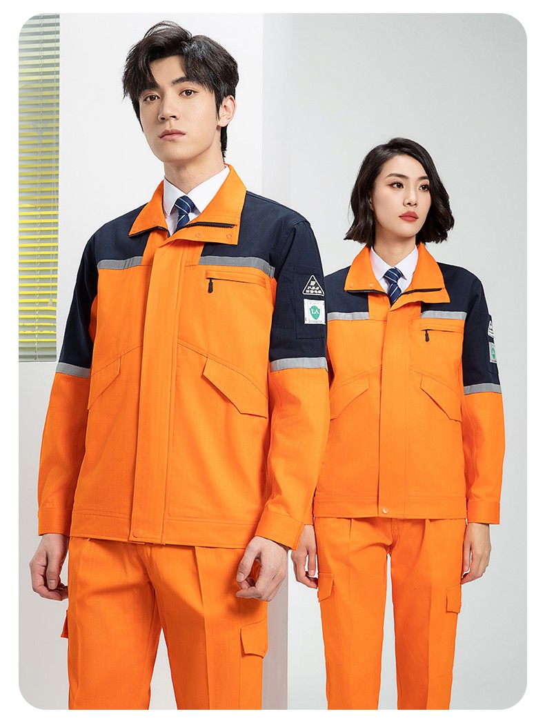 YJ-8007 防静电工作服男纯棉拼色套装春秋汽车机修服车间工厂劳保服定制(图21)